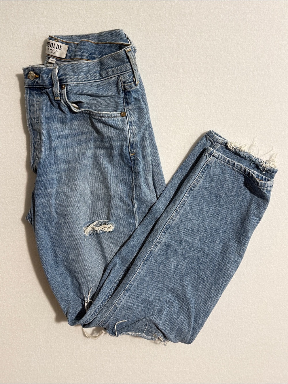 Agolde Light Blue Boyfriend Jeans with Raw Hem Size 29